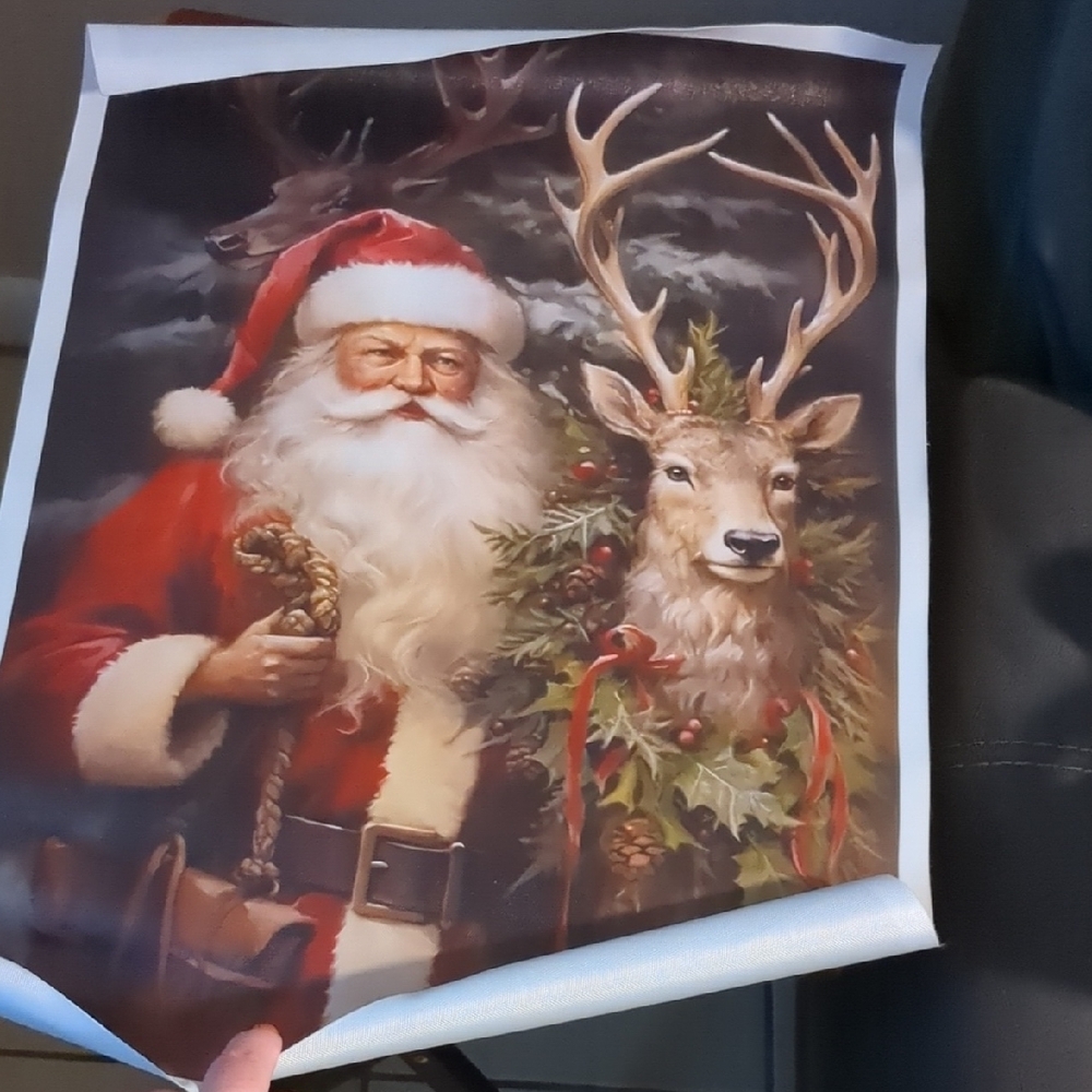 Santa & Reindeer Christmas Wall Tapestry Holiday Wall Hanging Decor